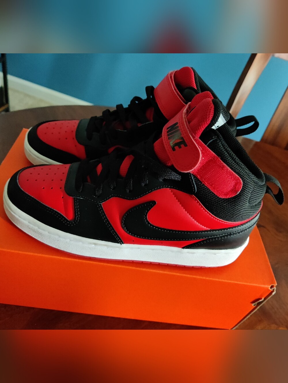 Nike Court Borough Kids' Red & Black High-Top Sneakers, Size 6.5